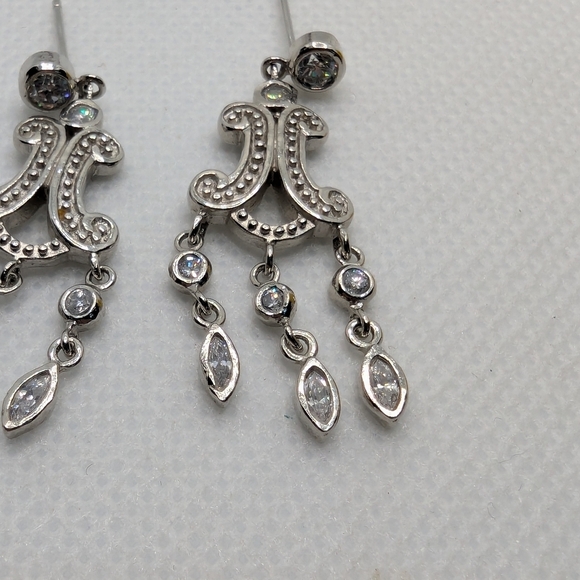Elegant Silver Chandelier Earrings - Picture 3 of 6